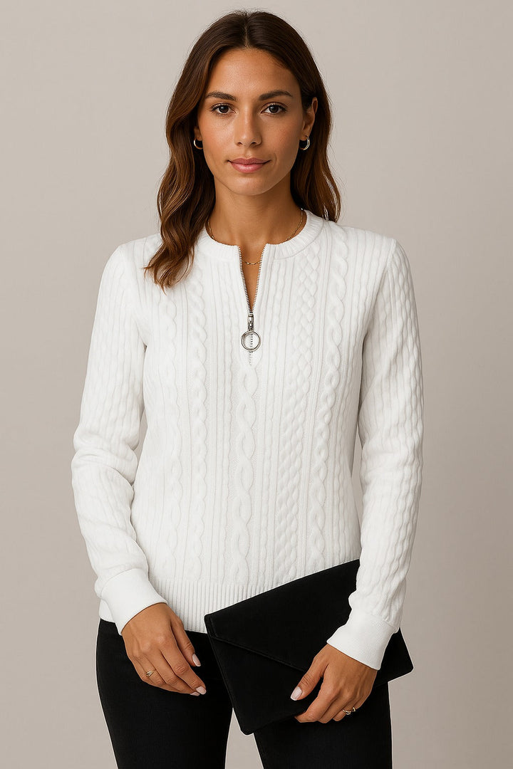 Pippa - Elegant knitted jumper with zip