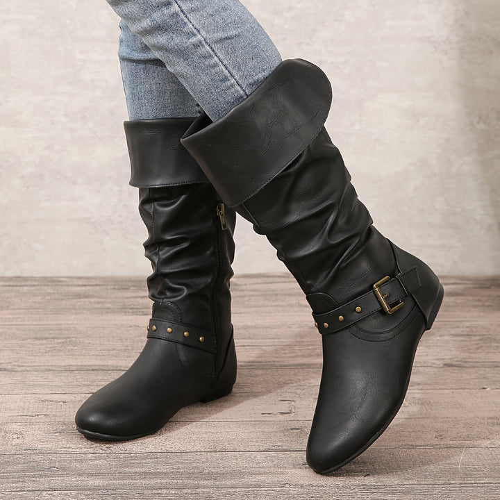 Gemma - Women's Knee-High Boots with Side Zipper