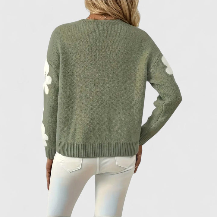 Skye - Soft Knit Sweater with Floral Design