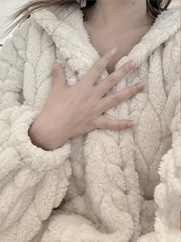 Maribel - Cozy Coral Fleece Hooded Robe