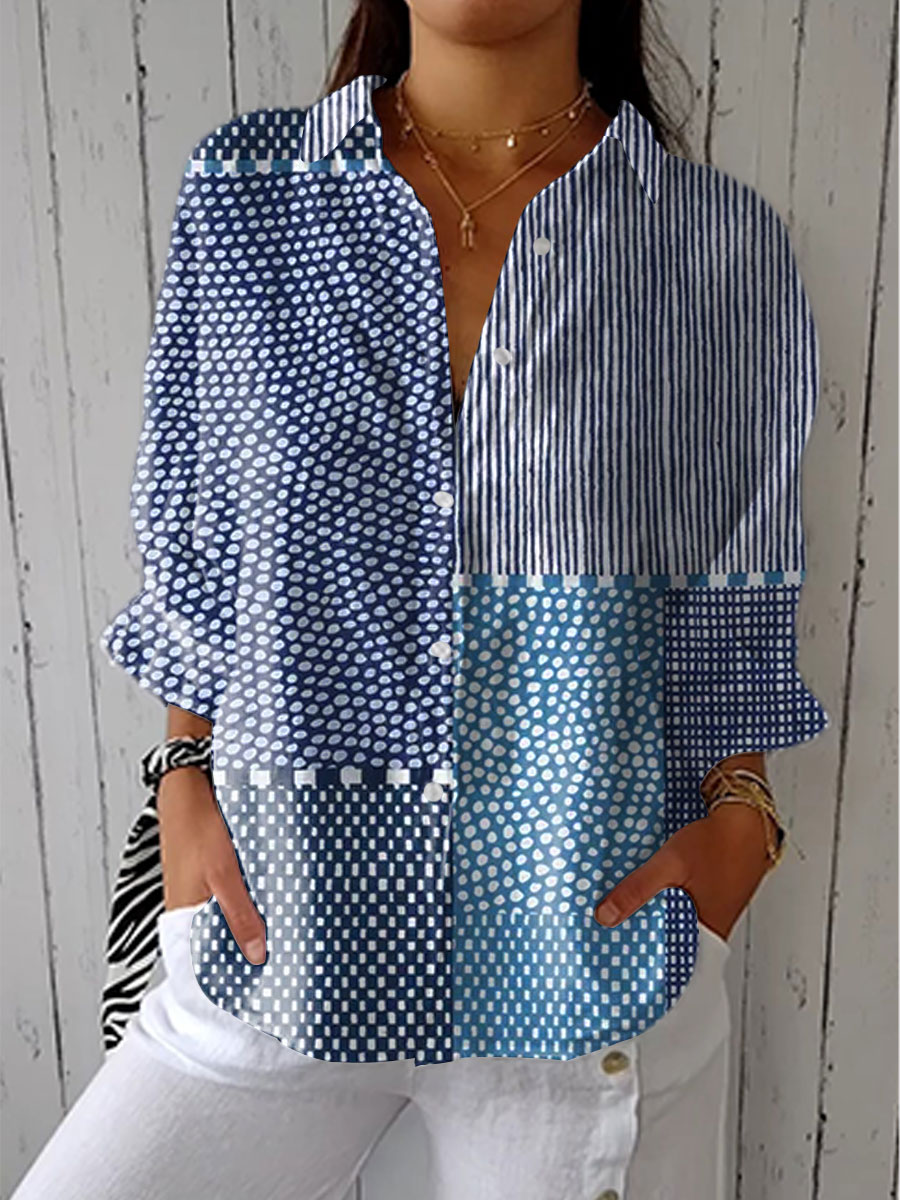 Serena - Ocean Patchwork Blouse