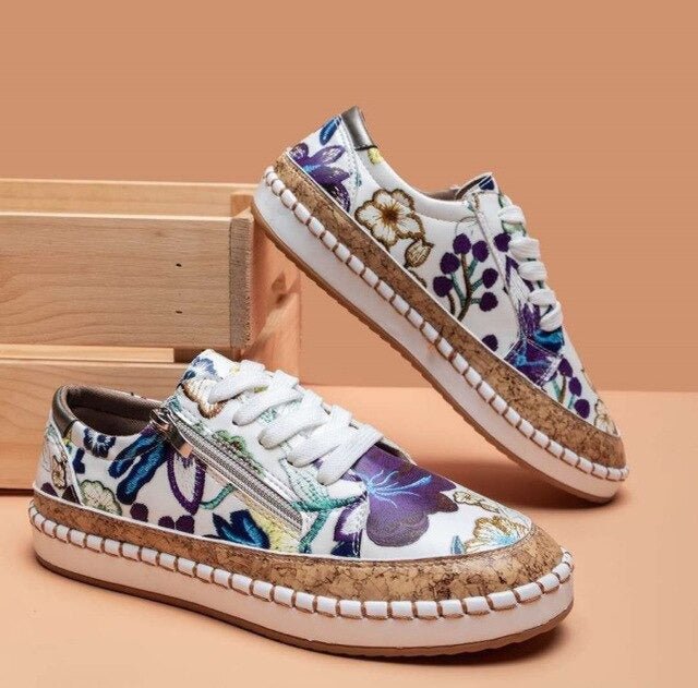 Aurora -  Floral Orthopedic Zipper Sneakers
