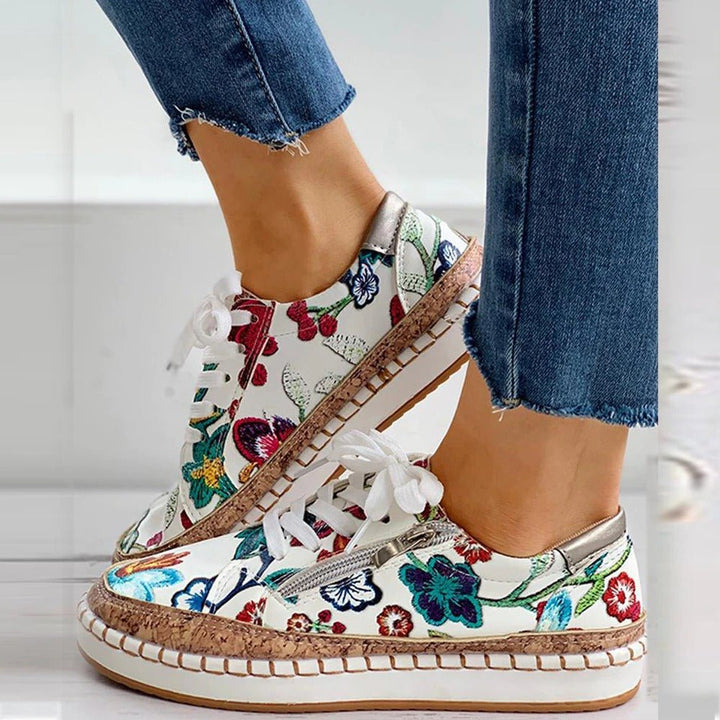 Aurora -  Floral Orthopedic Zipper Sneakers
