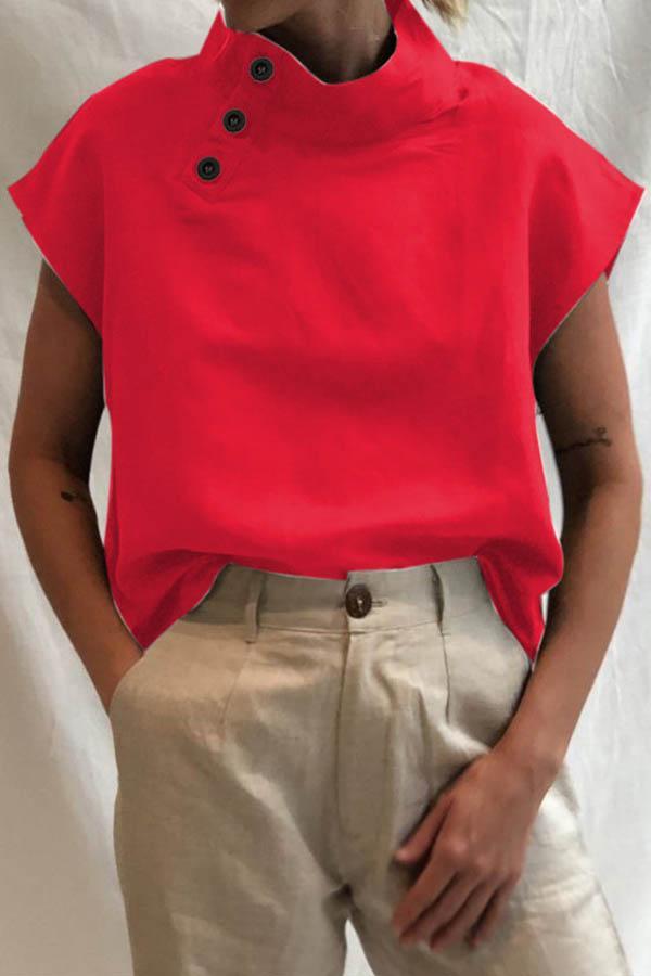 Gabriella - High Collar Buttoned Blouse