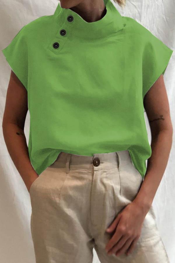 Gabriella - High Collar Buttoned Blouse