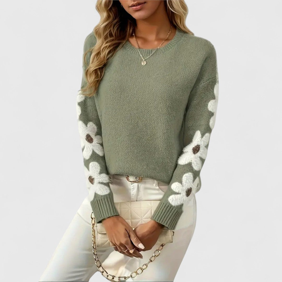 Skye - Soft Knit Sweater with Floral Design