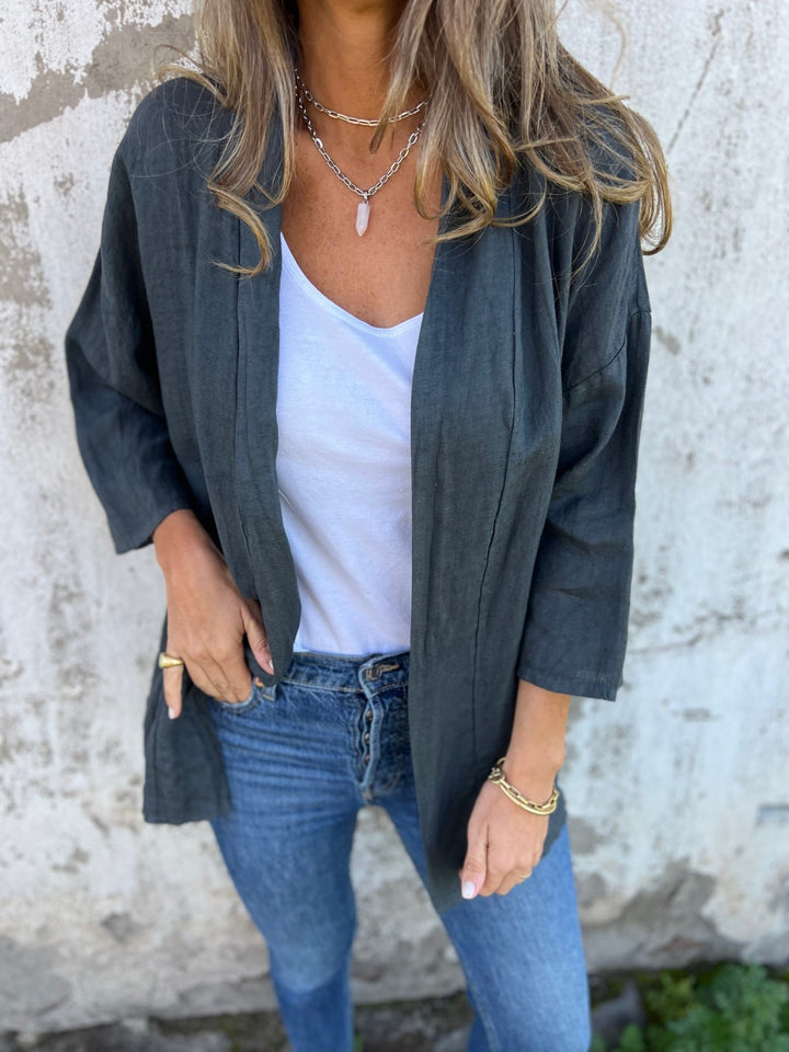 Melisandre - Linen Knitted Cardigan with Ruffles