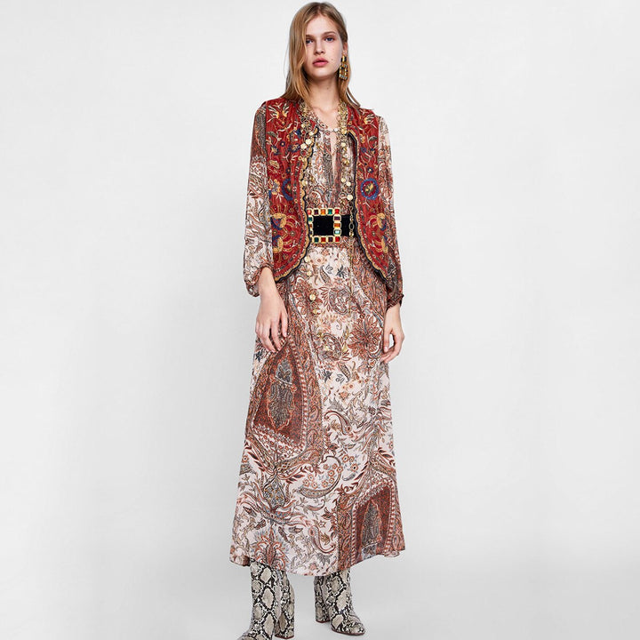 Sophia - Embroidered Velvet Boho Waistcoat