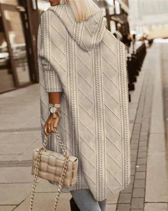 Mirabelle – Long-sleeved cable-knit hooded cardigan