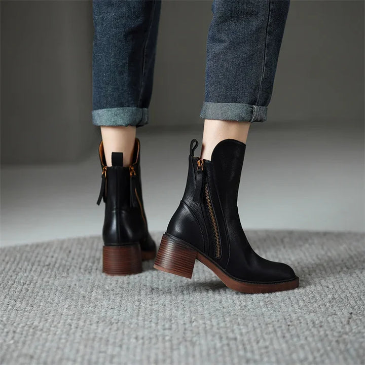 Clara - Leather Ankle Boots