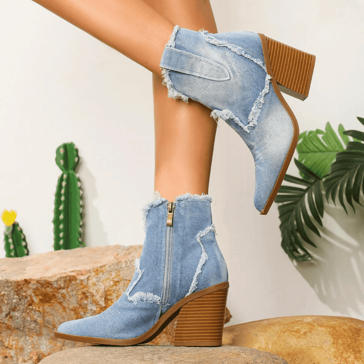 Thalia - Denim Ankle Boots
