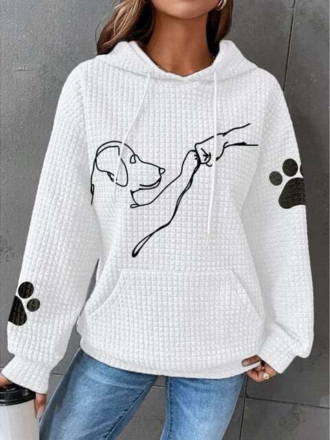 Celeste - Paw Print Waffle Hoodie