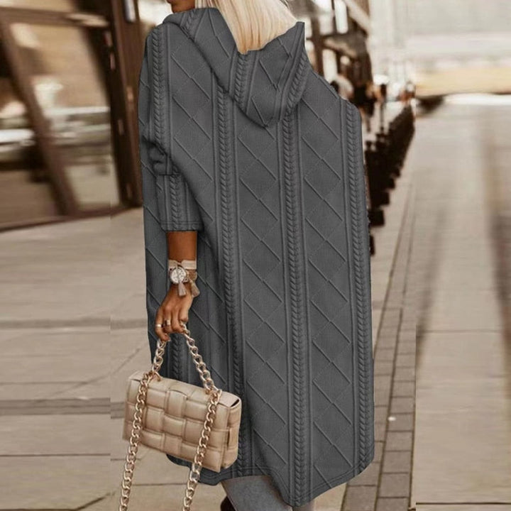 Mirabelle – Long-sleeved cable-knit hooded cardigan