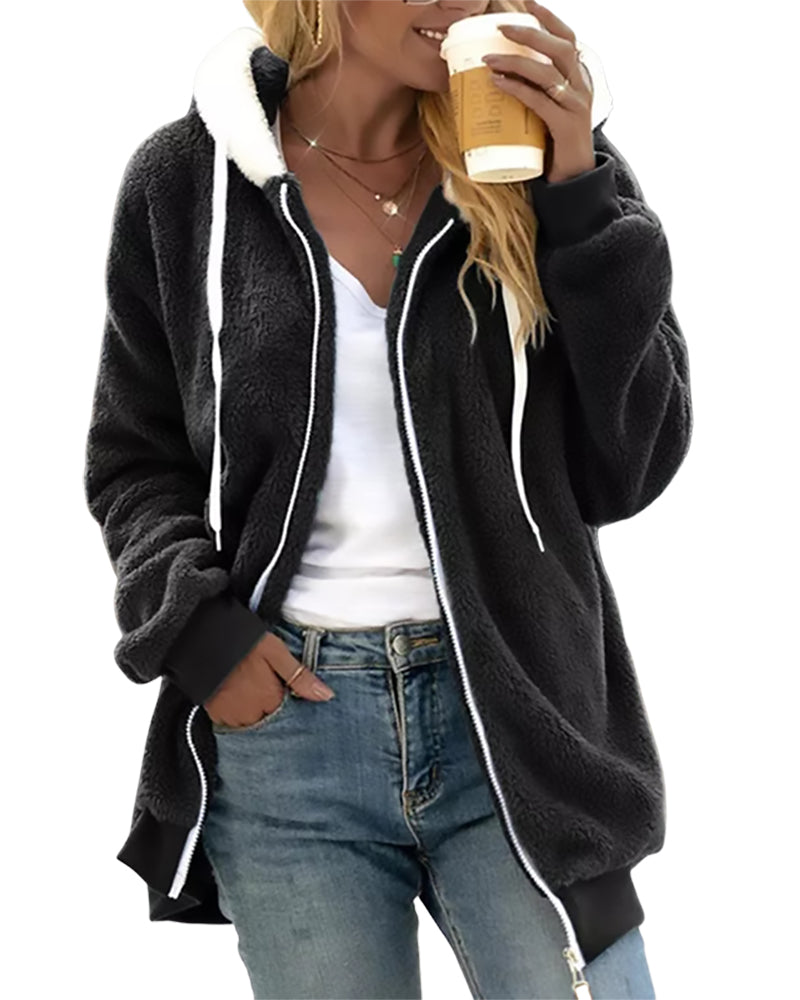 Mila - Fleece Hoodie with Zipper - Warm and Comfortable