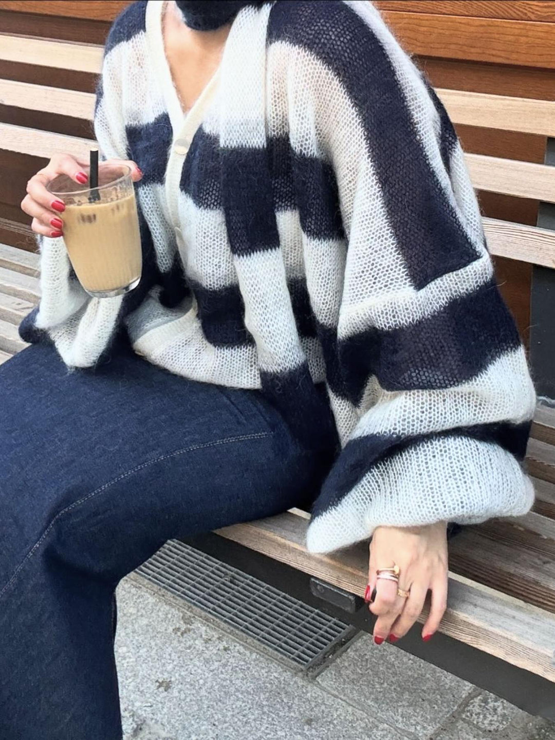 Aurelia - Cozy Stripe Sweater Cardigan