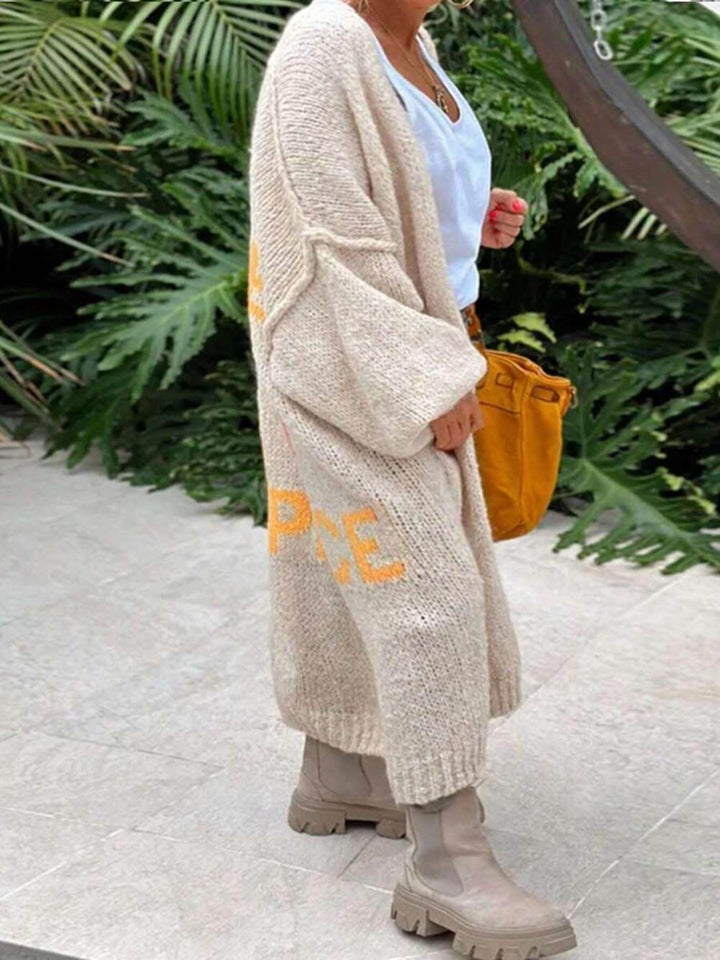 Alondra - Casual Pocket Large Size Heart Pattern Knit Cardigan