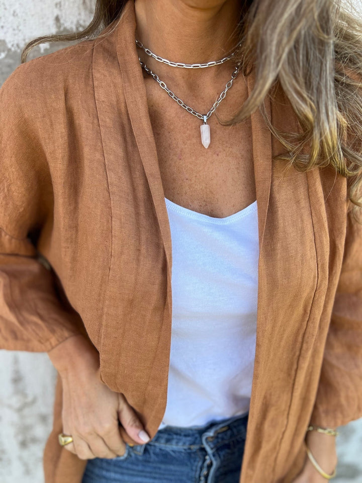 Melisandre - Linen Knitted Cardigan with Ruffles