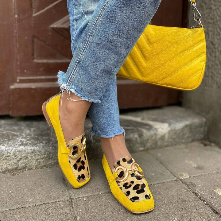 Nia - Sneakers with Animal Print and Decorative Buckle