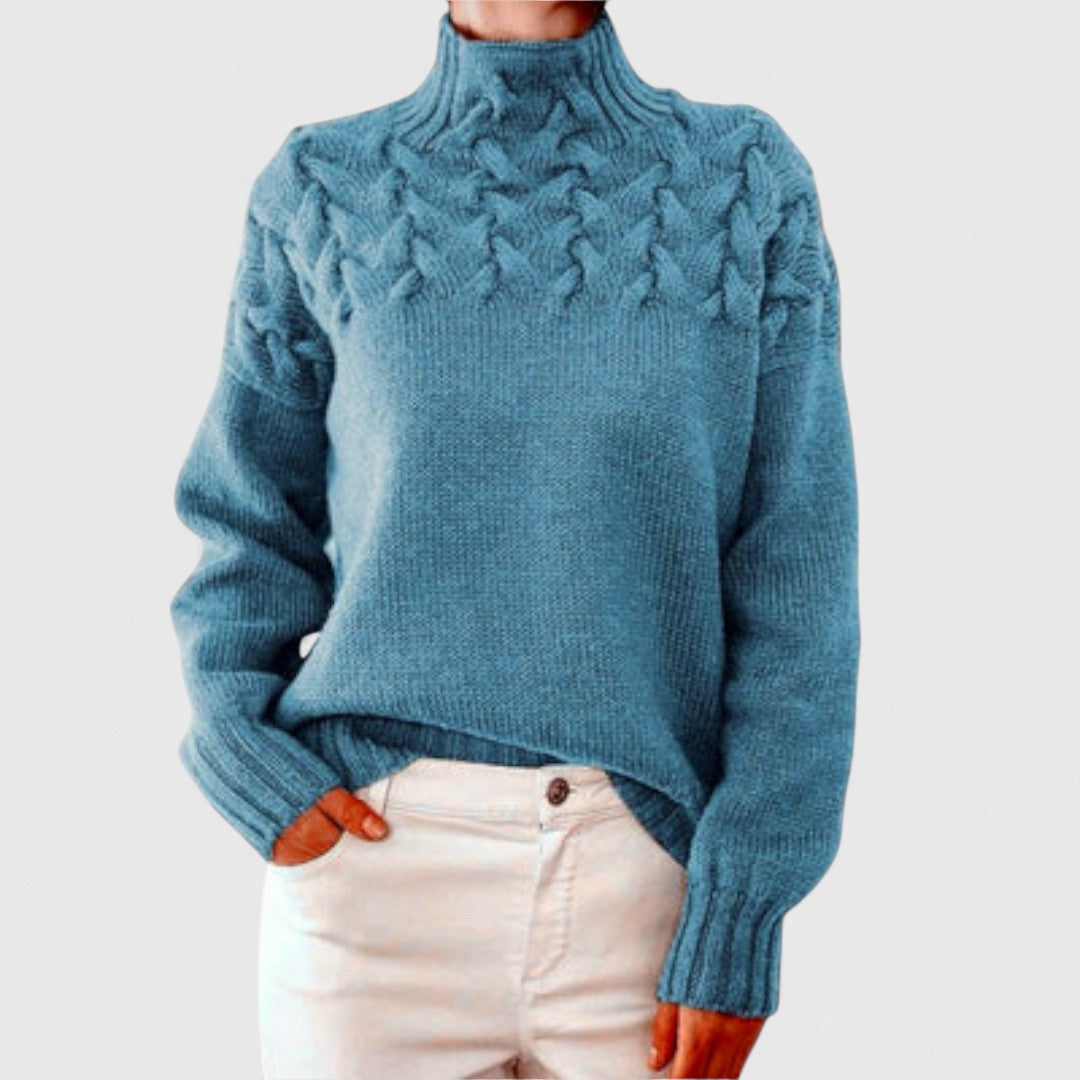 Elizabeth - Women's Sweater with Cable Knit Detail