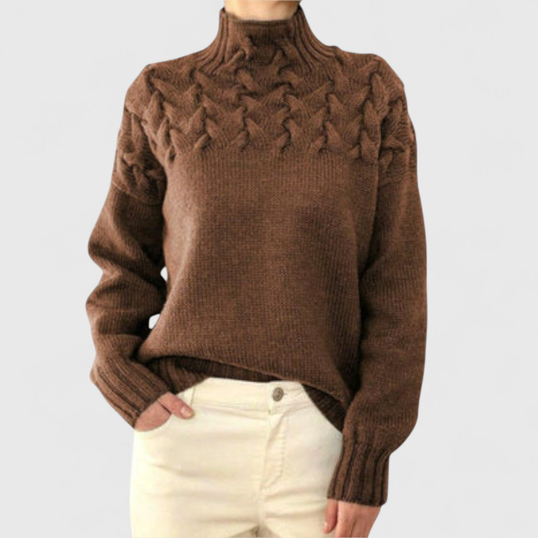 Elizabeth - Women's Sweater with Cable Knit Detail