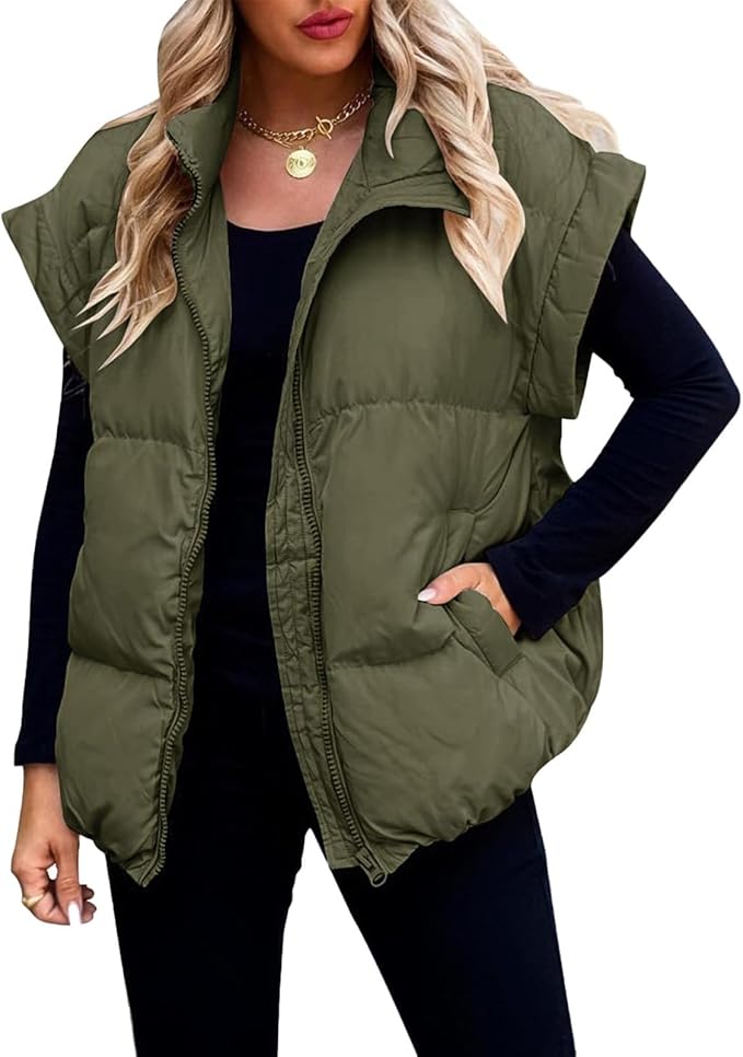 Freya - Warm Soft Puffer Solid Colour Short-Sleeve Jacket