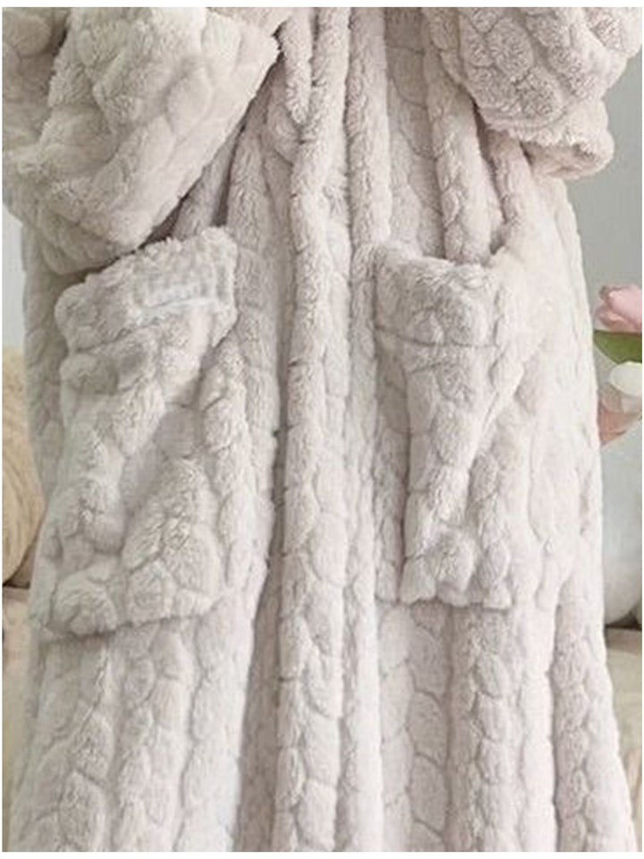Maribel - Cozy Coral Fleece Hooded Robe