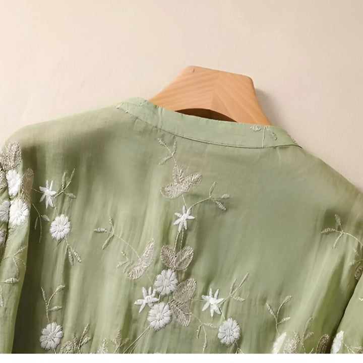 Celest - Floral Embroidered Cotton Top