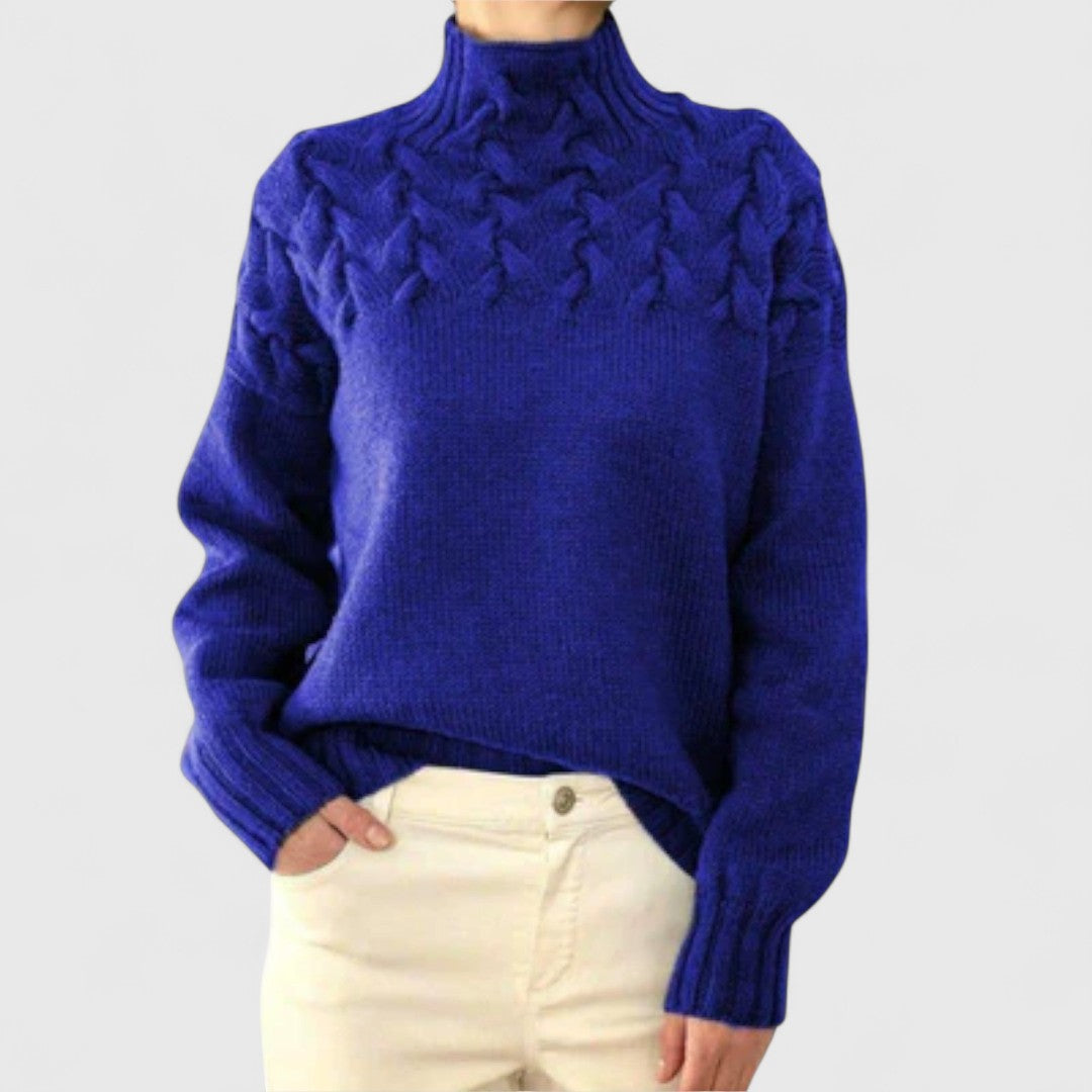 Elizabeth - Women's Sweater with Cable Knit Detail