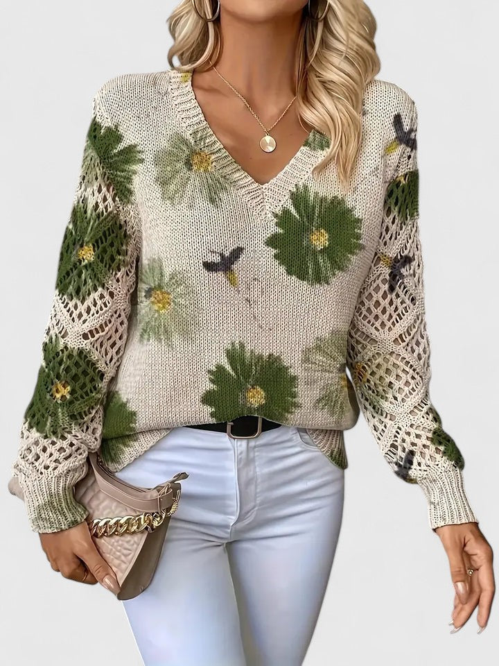 Sarah - Elegant jumper with floral pattern