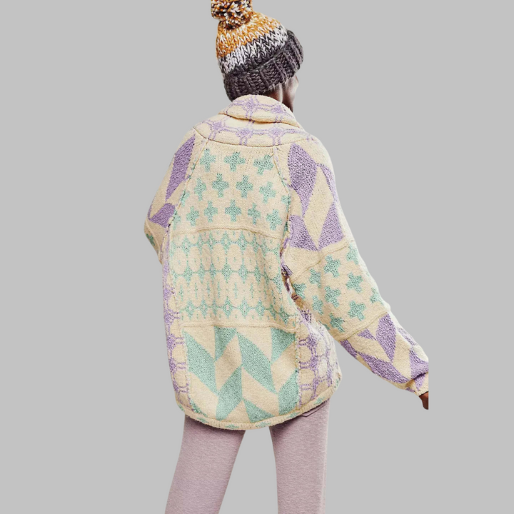 Margaux - Vintage Button Down Collar Long Sleeve Oversized Cardigan