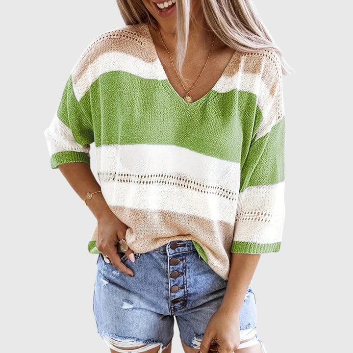 Primrose - Striped V-Neck Sweater