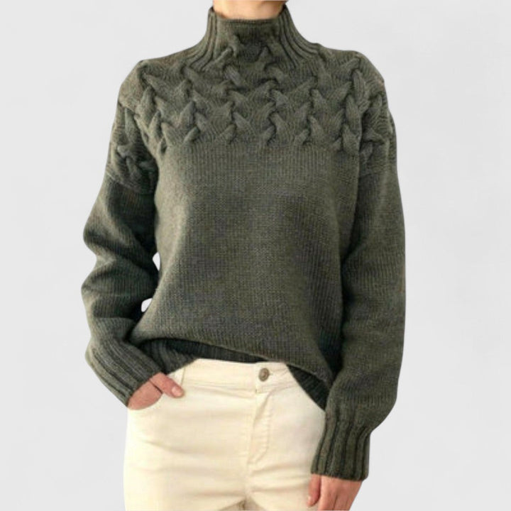 Elizabeth - Women's Sweater with Cable Knit Detail