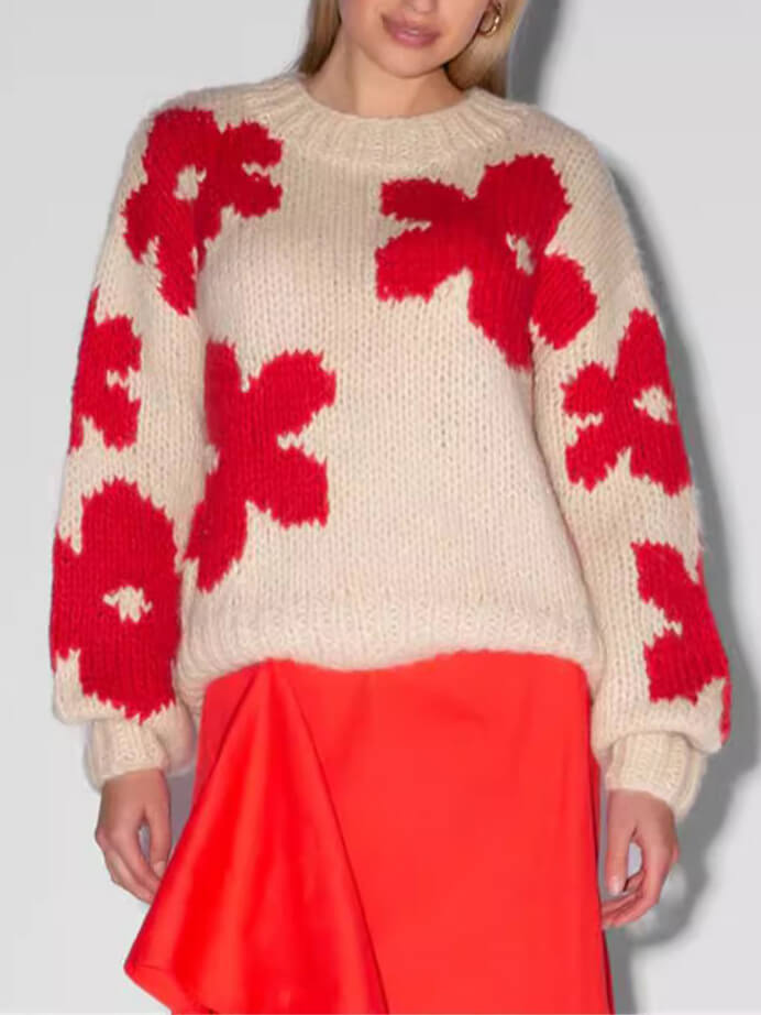 Thalia - All-Match Crew Neck Floral Sweater