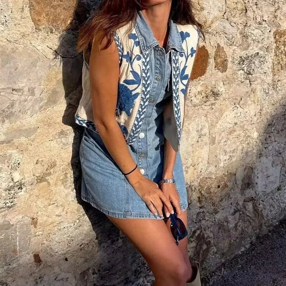 Amelia - Vintage Embroidered Boho Vest