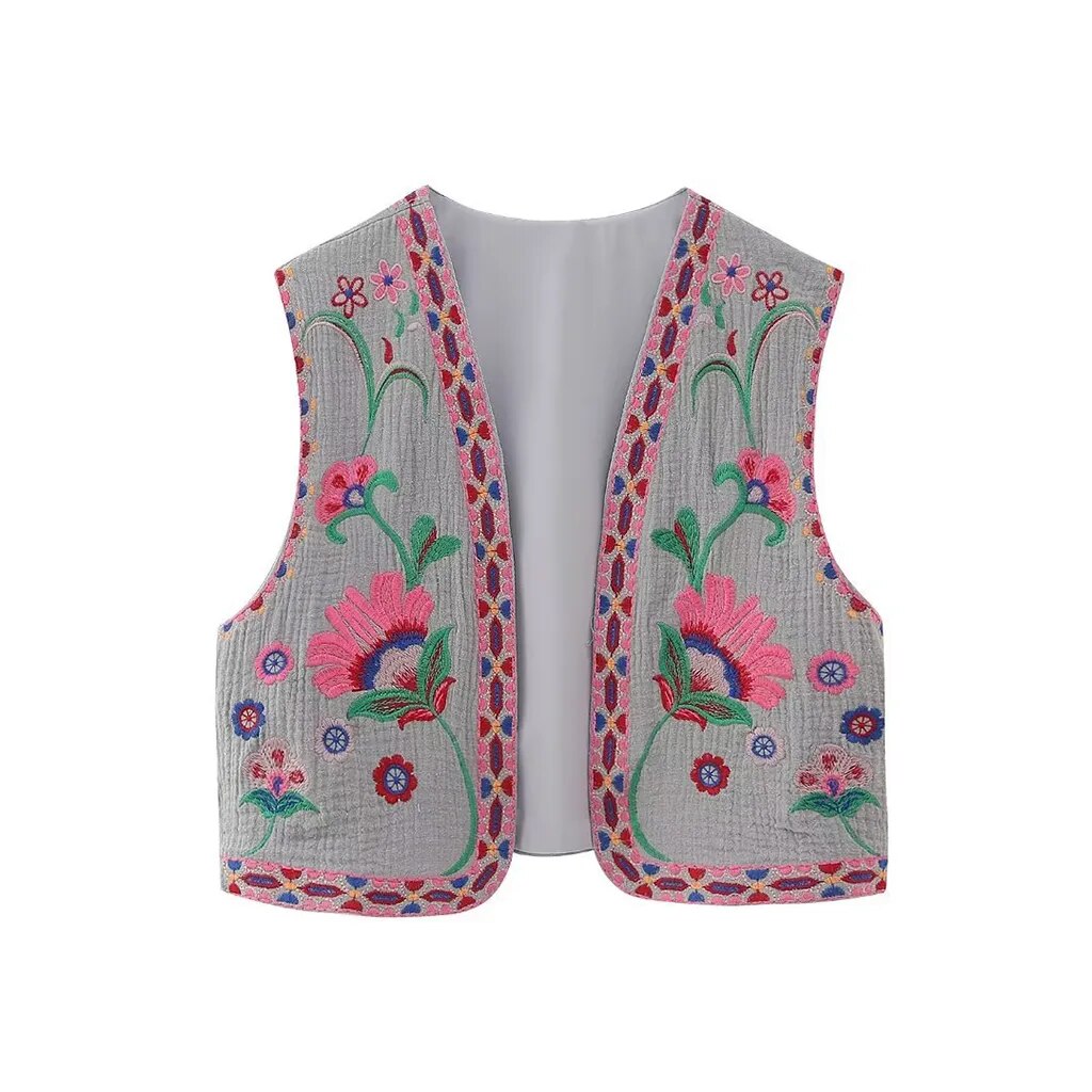 Amelia - Vintage Embroidered Boho Vest