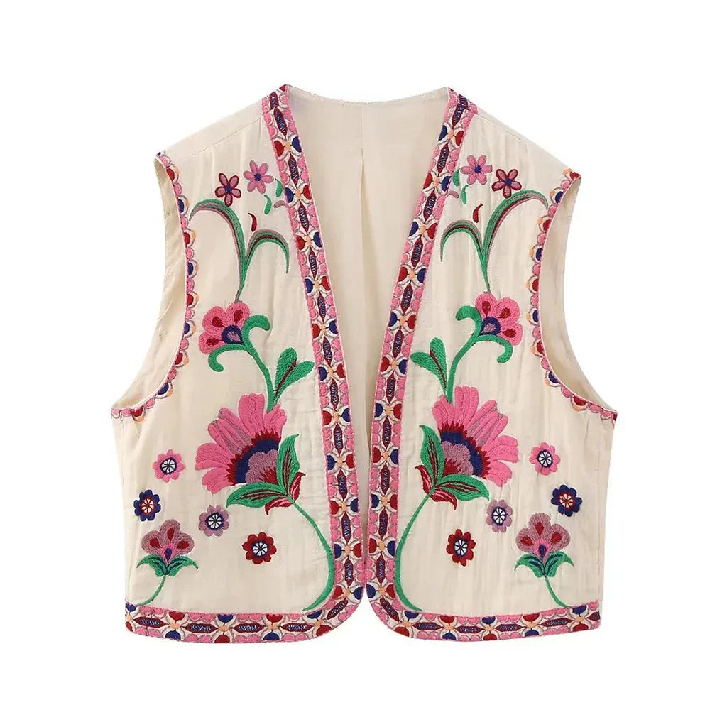 Amelia - Vintage Embroidered Boho Vest