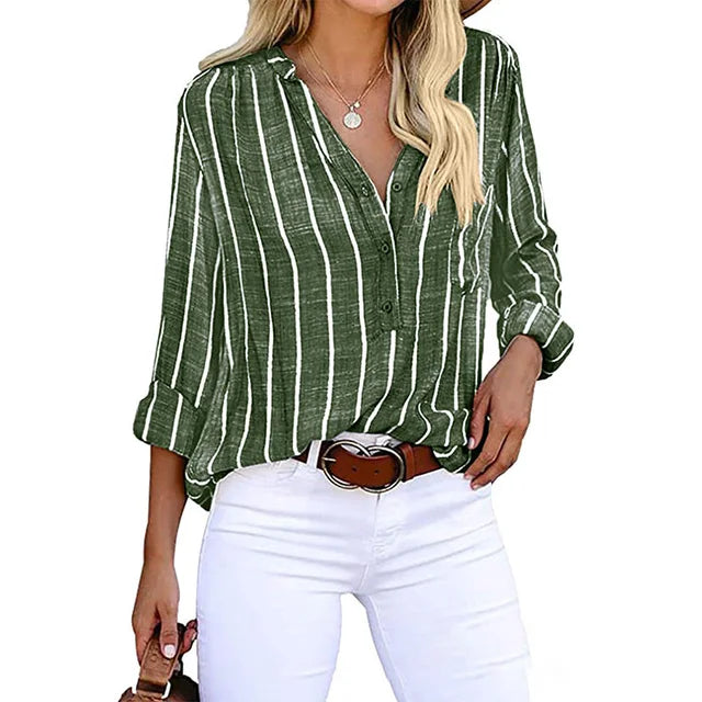 Verity - Striped Button-Up Shirt