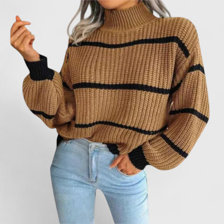 Eleanor - Turtleneck Sweater with Stripes