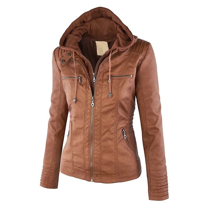 Martha - Leather Jacket with Hood