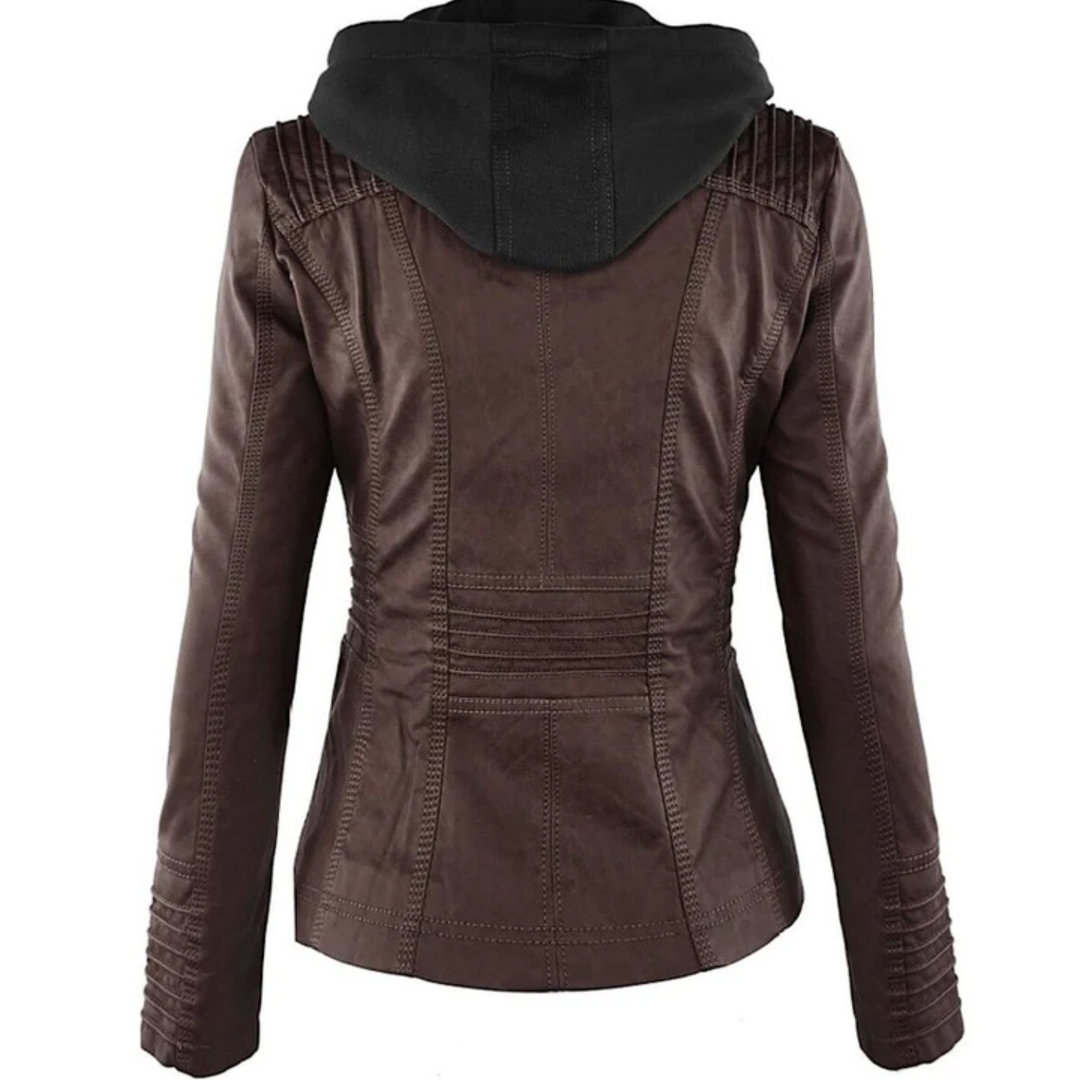 Martha - Leather Jacket with Hood