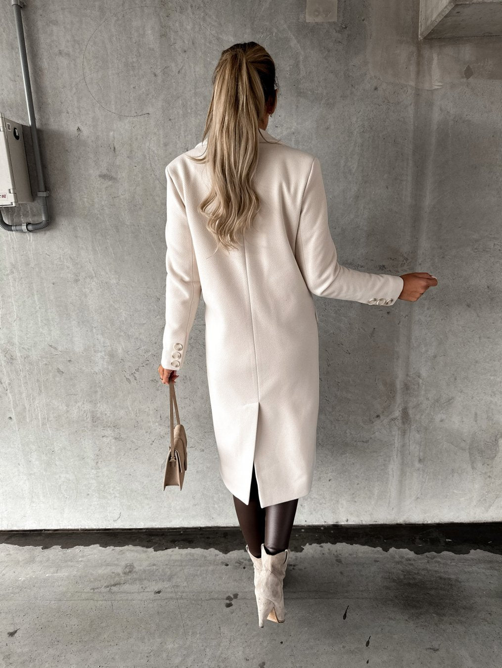 Marina - Long-length wool coat for women