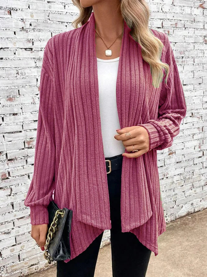Esmeralda - Ribbed Drape Cardigan