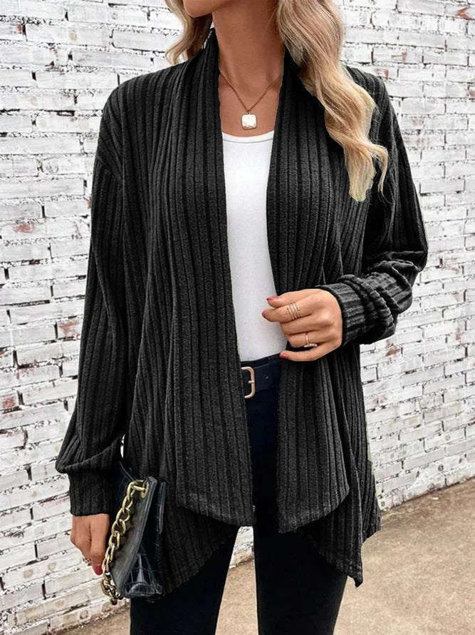 Esmeralda - Ribbed Drape Cardigan