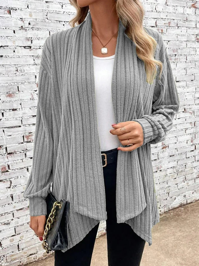 Esmeralda - Ribbed Drape Cardigan
