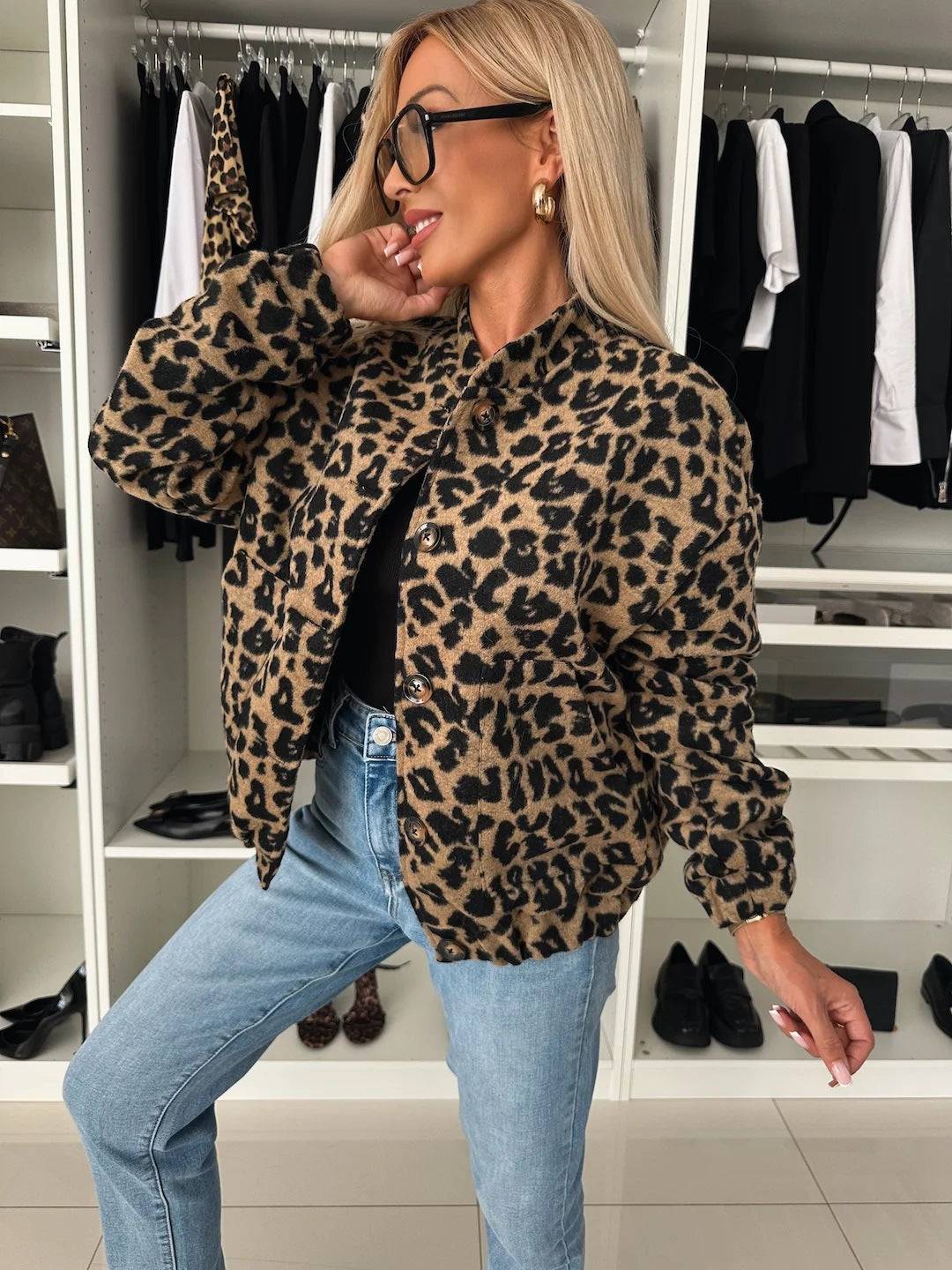 Brielle - Trendy Jacket with Leopard Print