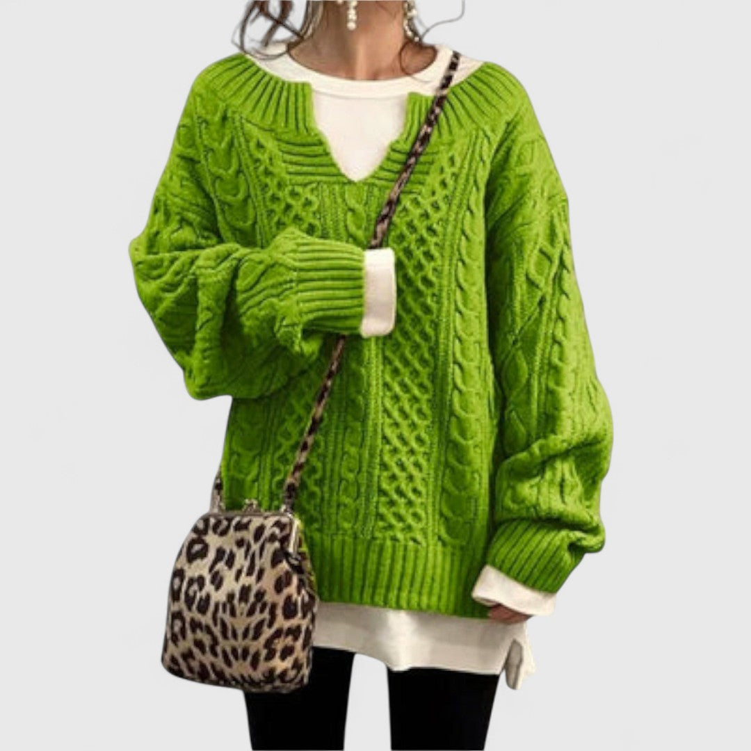 Eliza - Oversized Knit Sweater with Cable Pattern