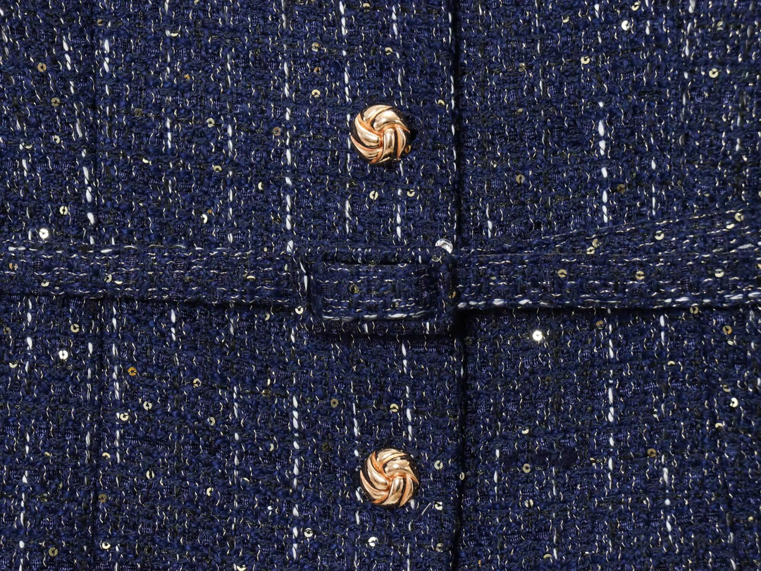 Naomi - Gold Button Round Neck Jacket