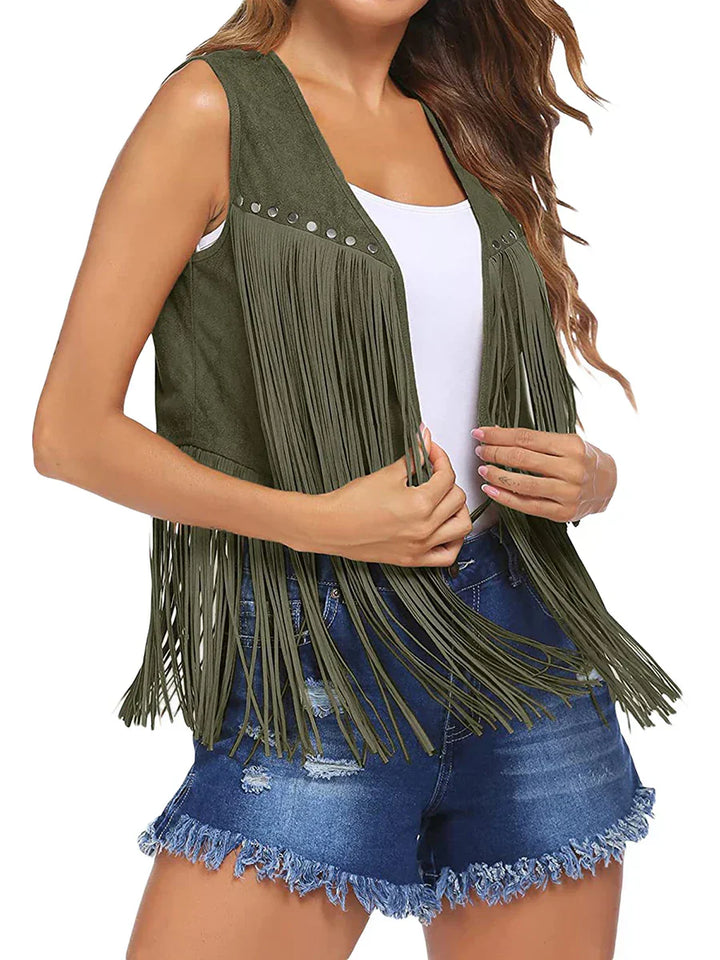 Layla - Vintage Fringe Suede Vest
