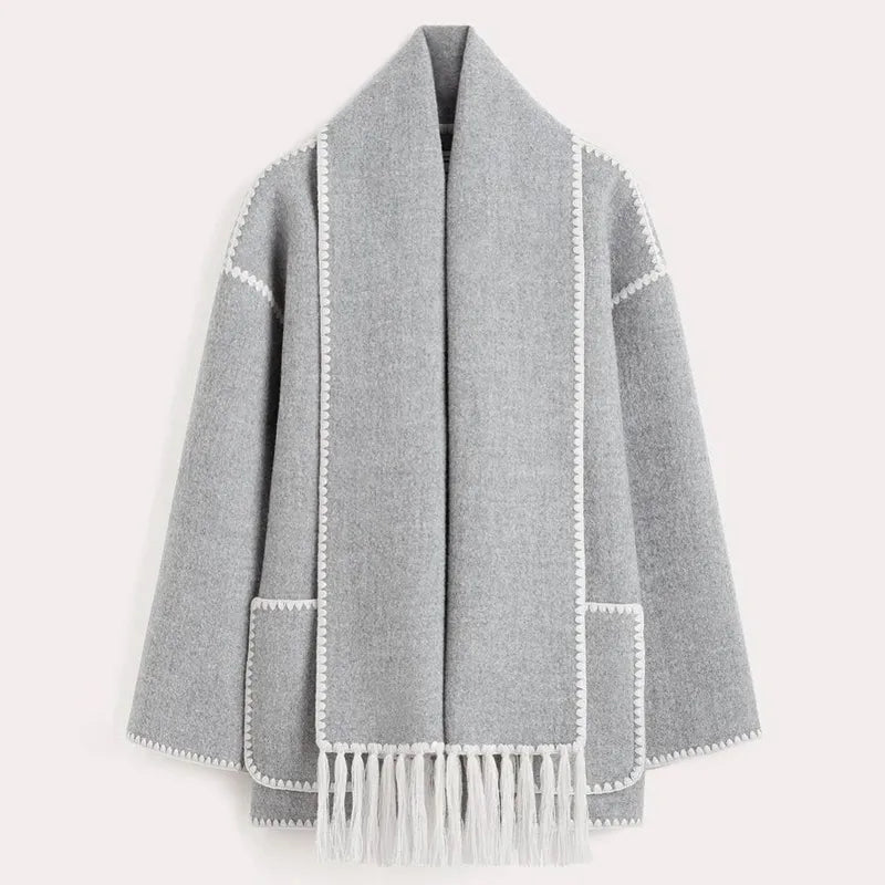 Seren - Fringed Jacket with Scarf