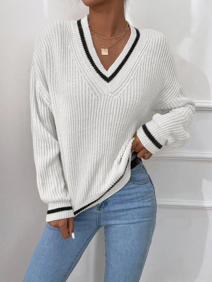 Zaria - Striped Waffle-Knit Jumper